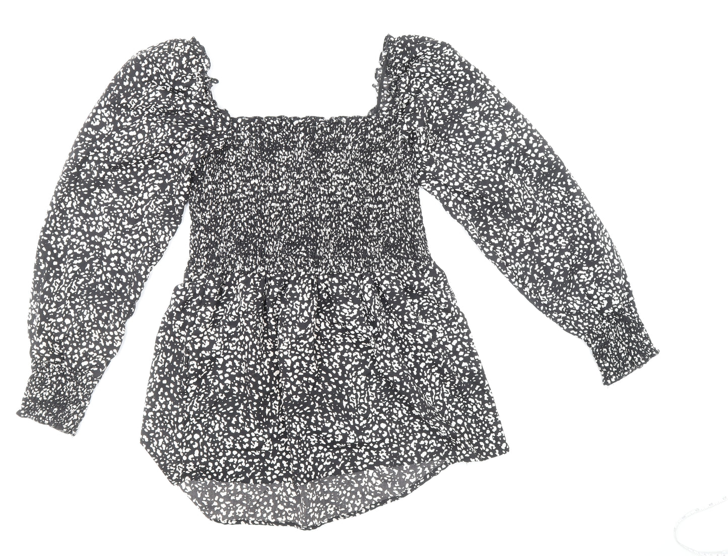 Boohoo Womens Multicoloured Polka Dot Polyester Basic Blouse Size 12 Square Neck