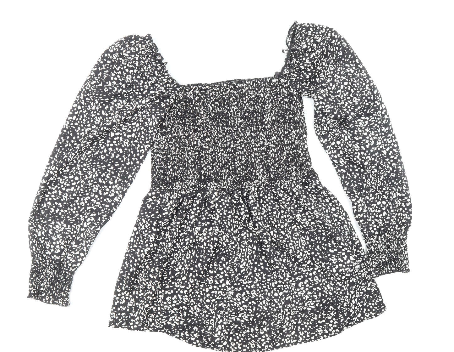 Boohoo Womens Multicoloured Polka Dot Polyester Basic Blouse Size 12 Square Neck