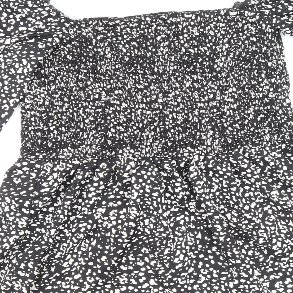 Boohoo Womens Multicoloured Polka Dot Polyester Basic Blouse Size 12 Square Neck