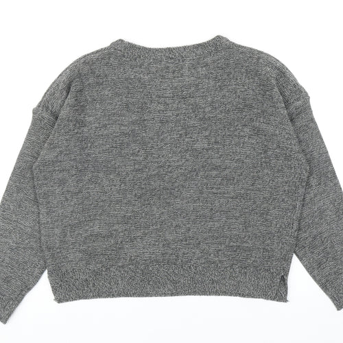 Brave Soul Womens Grey Round Neck Acrylic Pullover Jumper Size L