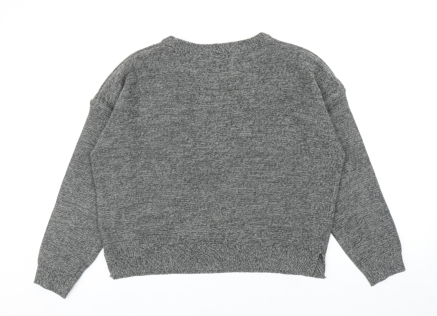 Brave Soul Womens Grey Round Neck Acrylic Pullover Jumper Size L