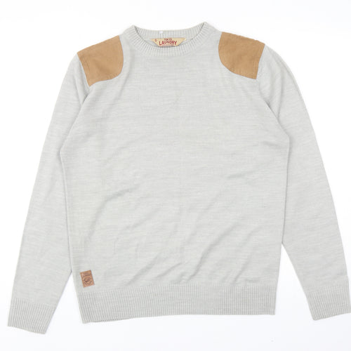 Tokyo Laundry Mens Grey Round Neck Acrylic Pullover Jumper Size S