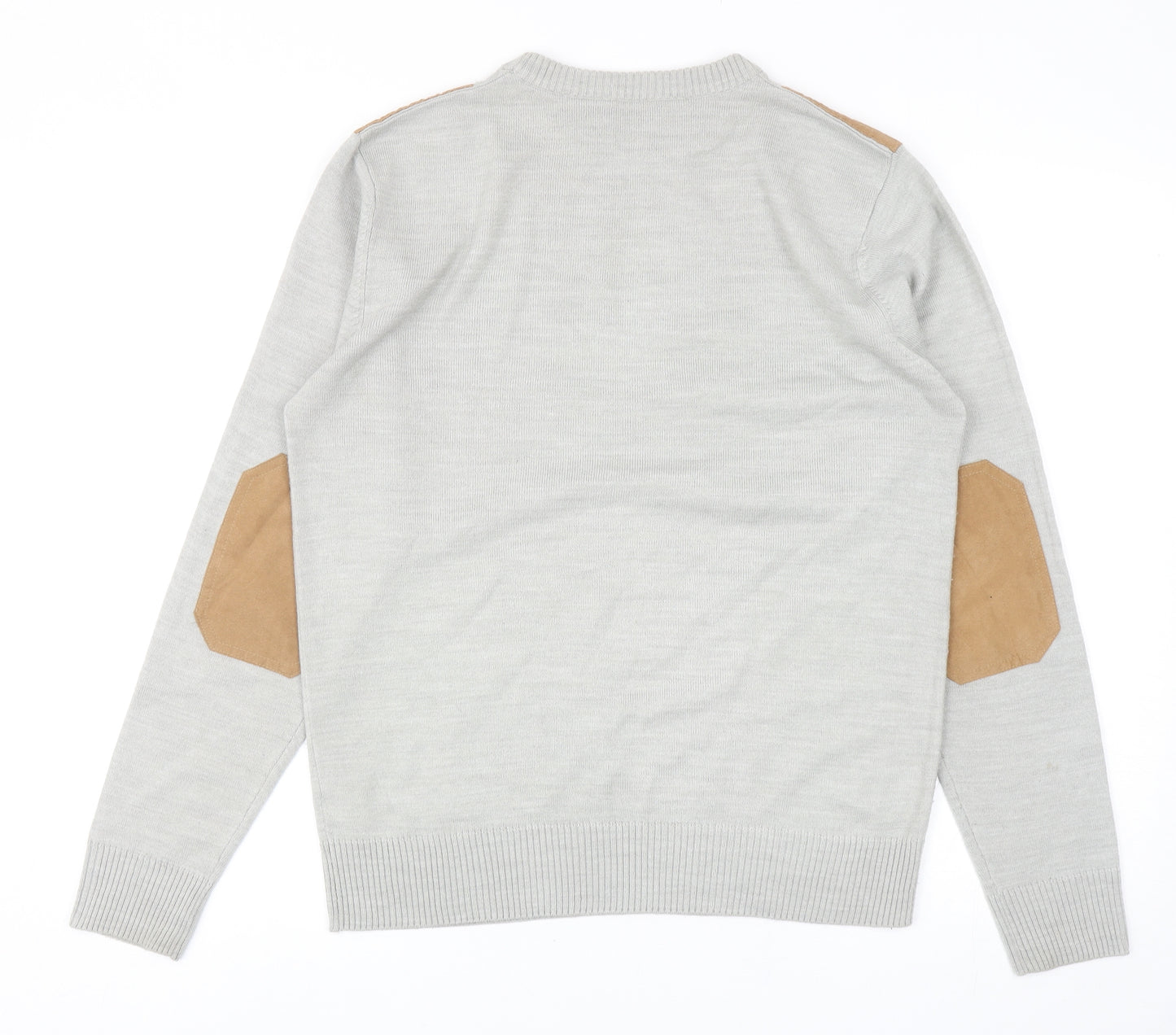 Tokyo Laundry Mens Grey Round Neck Acrylic Pullover Jumper Size S