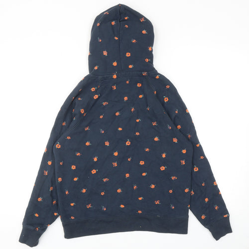 Jack Wills Womens Blue Floral Cotton Full Zip Hoodie Size 8 Pullover