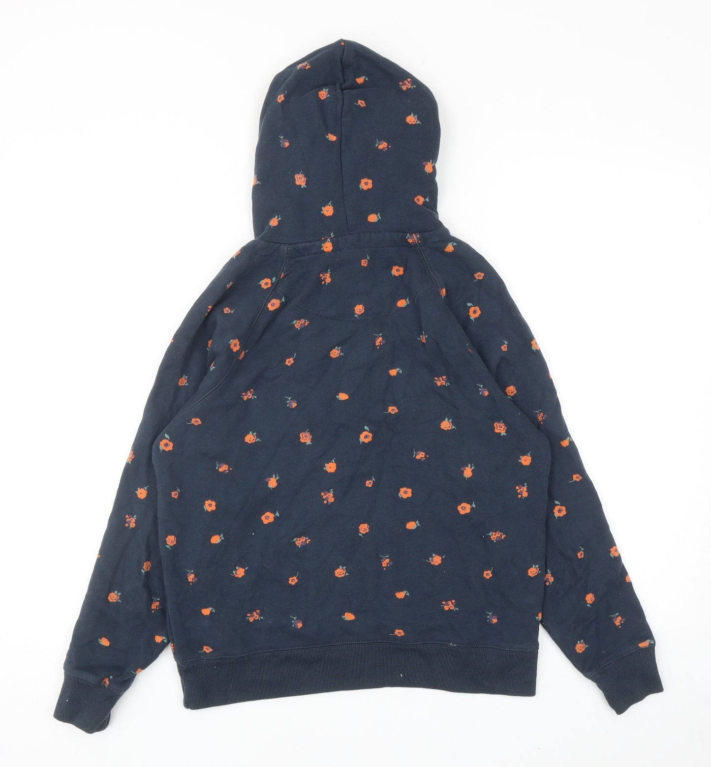 Jack Wills Womens Blue Floral Cotton Full Zip Hoodie Size 8 Pullover