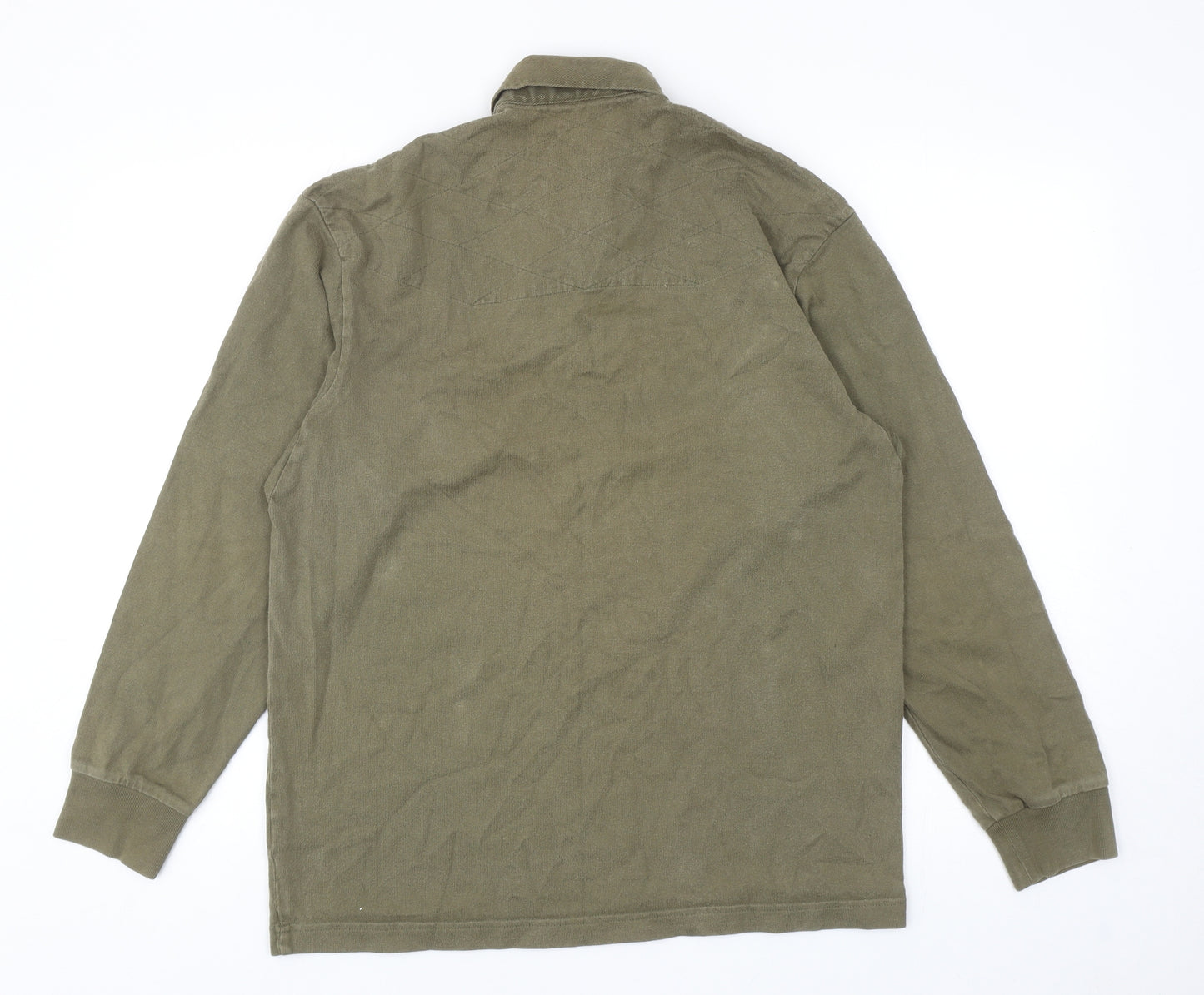 Marks and Spencer Mens Green Cotton Polo Size S Collared Button