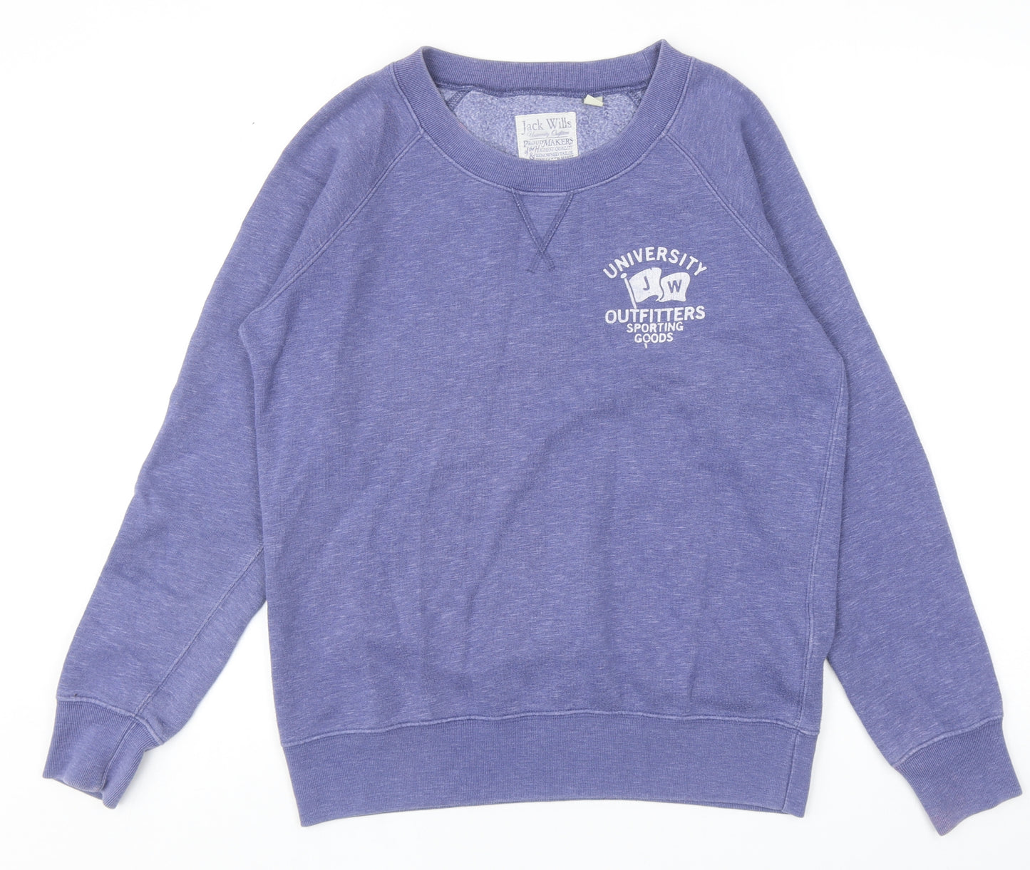 Jack Wills Womens Blue Cotton Pullover Sweatshirt Size 12 Pullover - University Outfitters