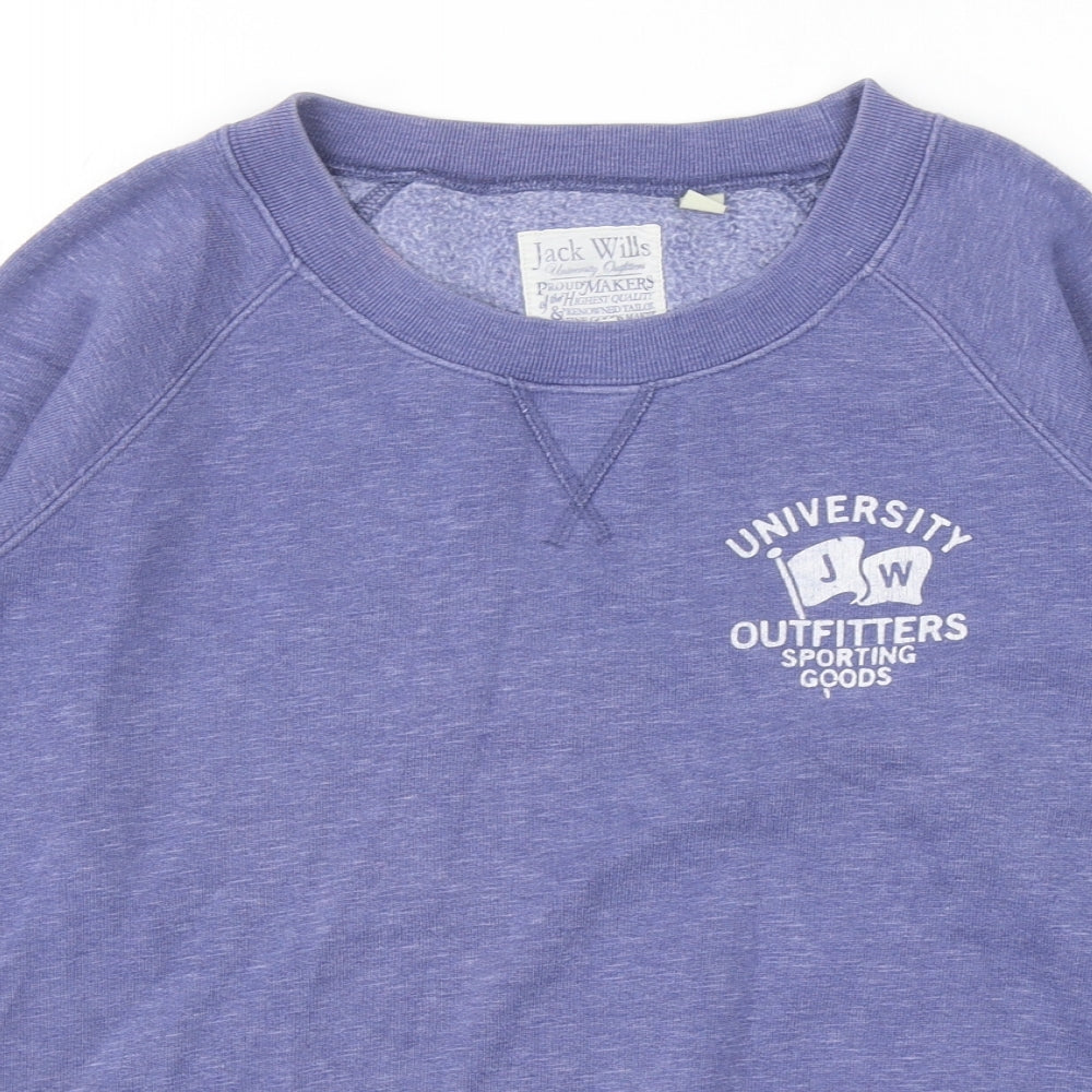 Jack Wills Womens Blue Cotton Pullover Sweatshirt Size 12 Pullover - University Outfitters
