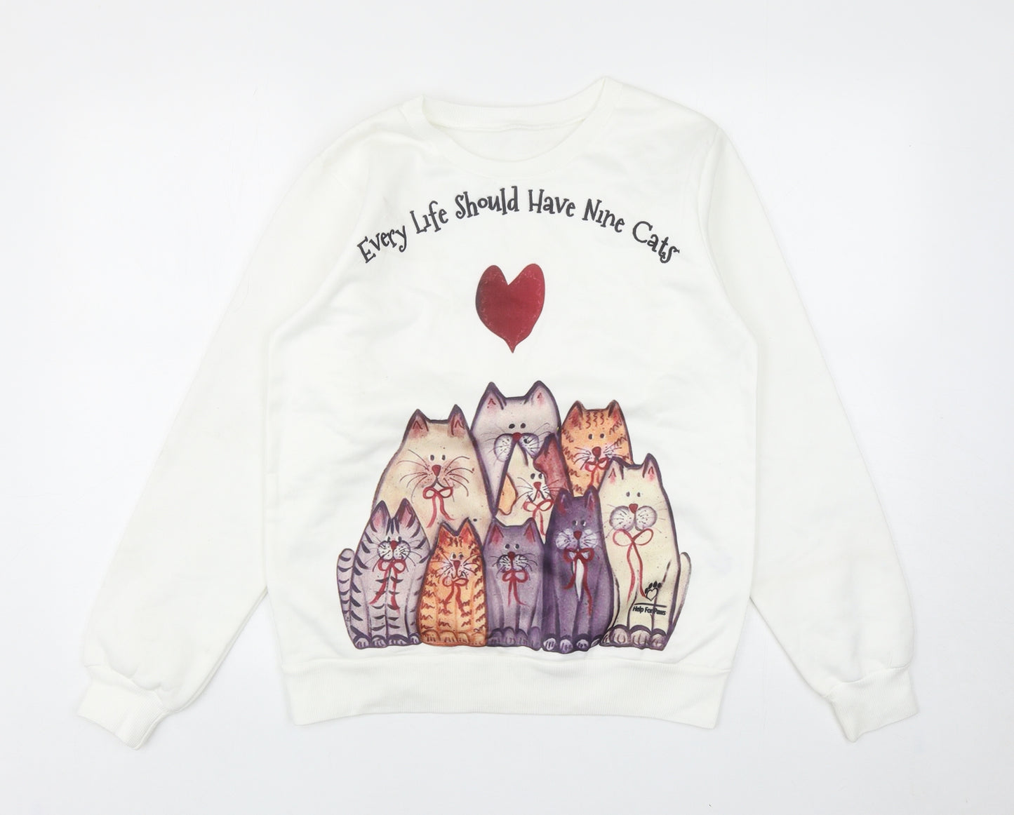 Preworn Womens White Cotton Pullover Sweatshirt Size M Pullover