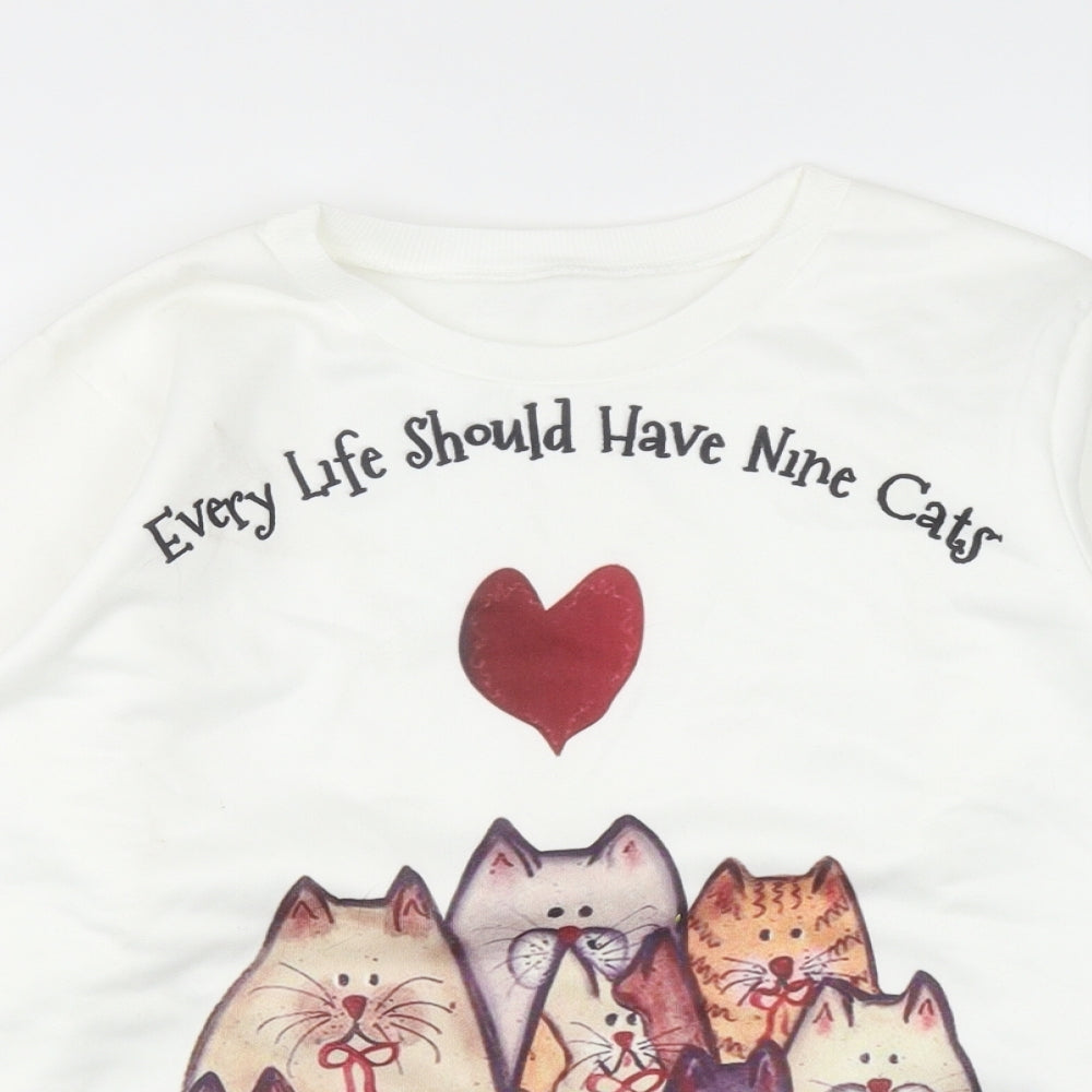 Preworn Womens White Cotton Pullover Sweatshirt Size M Pullover