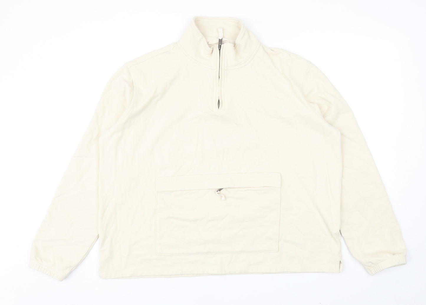 Marks and Spencer Womens Beige Cotton Pullover Sweatshirt Size XL Zip
