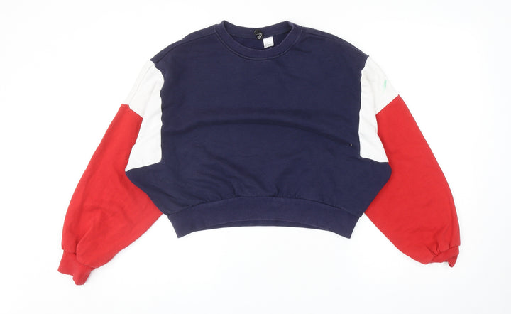 Divided by H&M Womens Multicoloured Colourblock Cotton Pullover Sweatshirt Size S Pullover