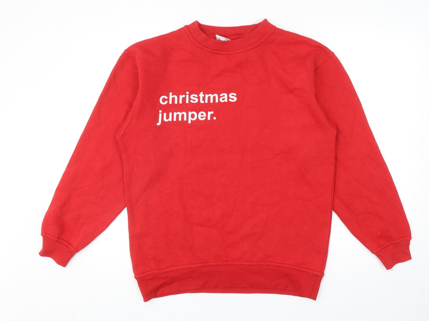 Absolute Apparel Mens Red Cotton Pullover Sweatshirt Size S - Christmas