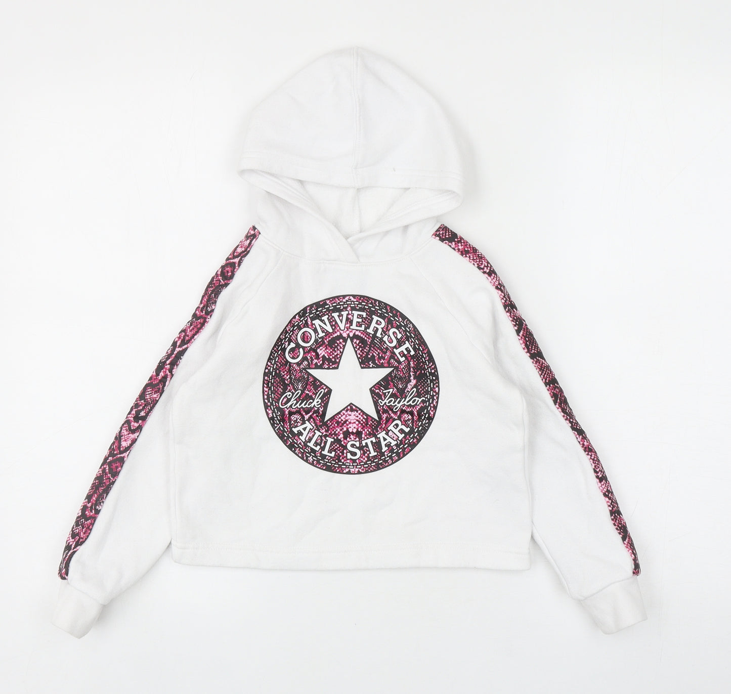 Converse Girls White Cotton Pullover Hoodie Size 4-5 Years Pullover