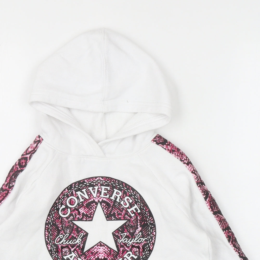 Converse Girls White Cotton Pullover Hoodie Size 4-5 Years Pullover