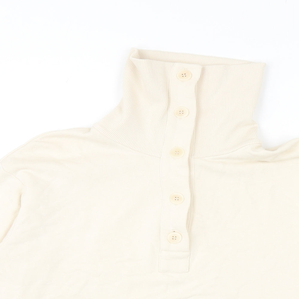 COS Womens Ivory Cotton Pullover Sweatshirt Size S Button