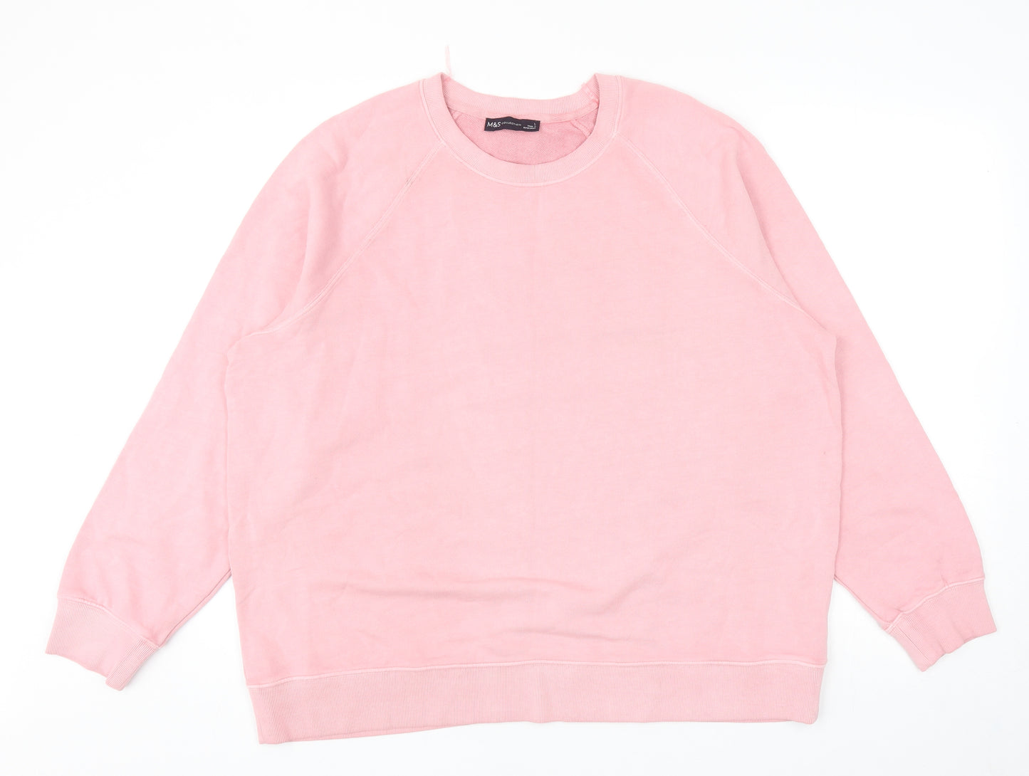Marks and Spencer Womens Pink Cotton Pullover Sweatshirt Size L Pullover