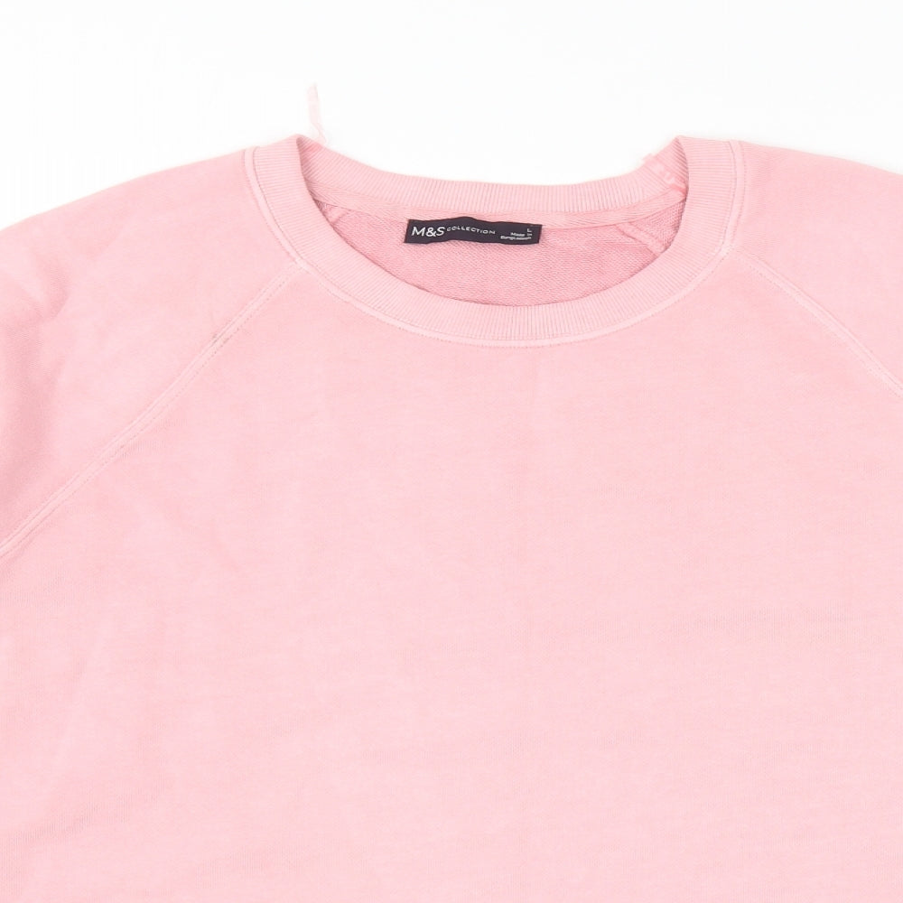 Marks and Spencer Womens Pink Cotton Pullover Sweatshirt Size L Pullover