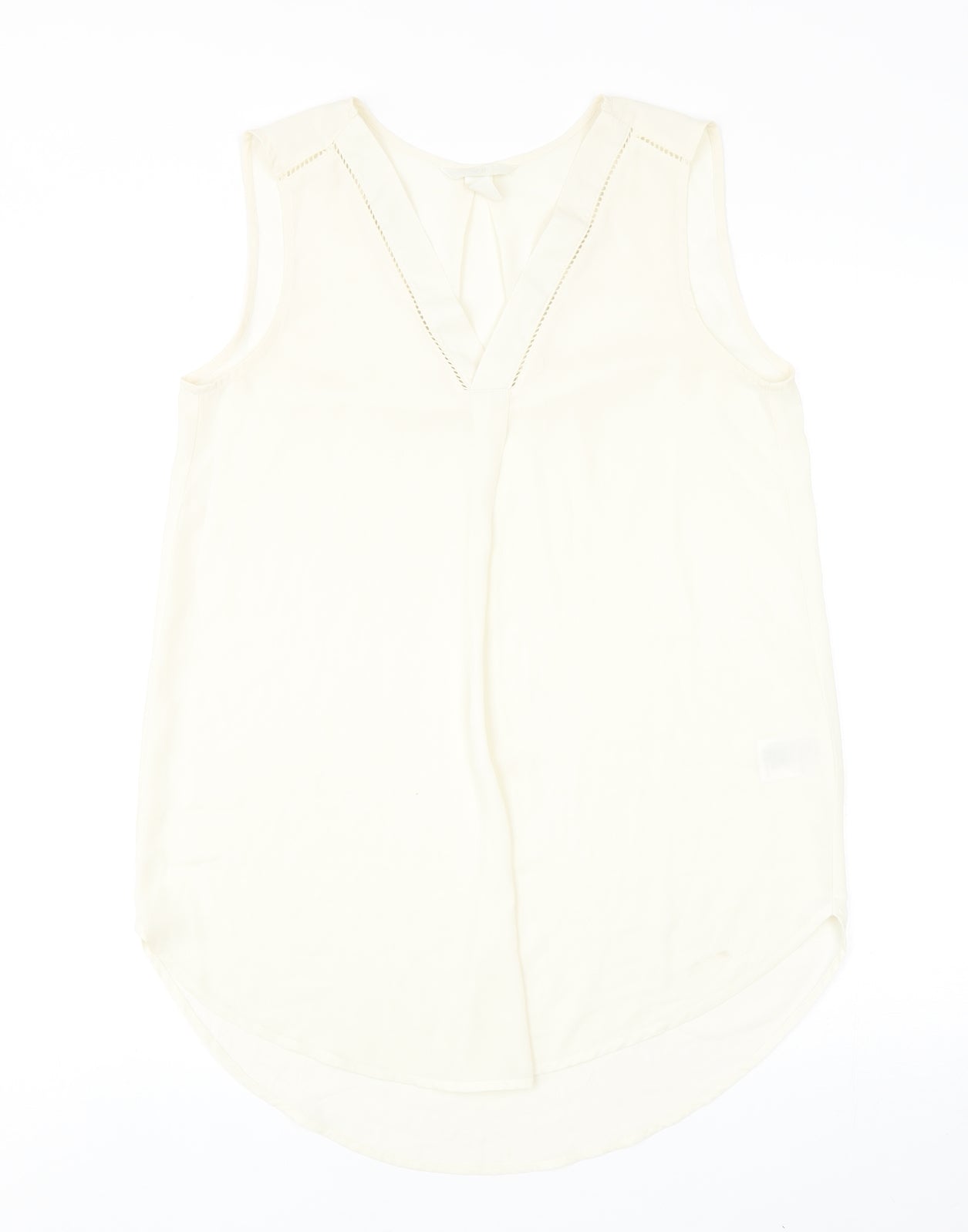 H&M Womens Ivory Polyester Basic Blouse Size 8 V-Neck