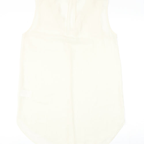 H&M Womens Ivory Polyester Basic Blouse Size 8 V-Neck