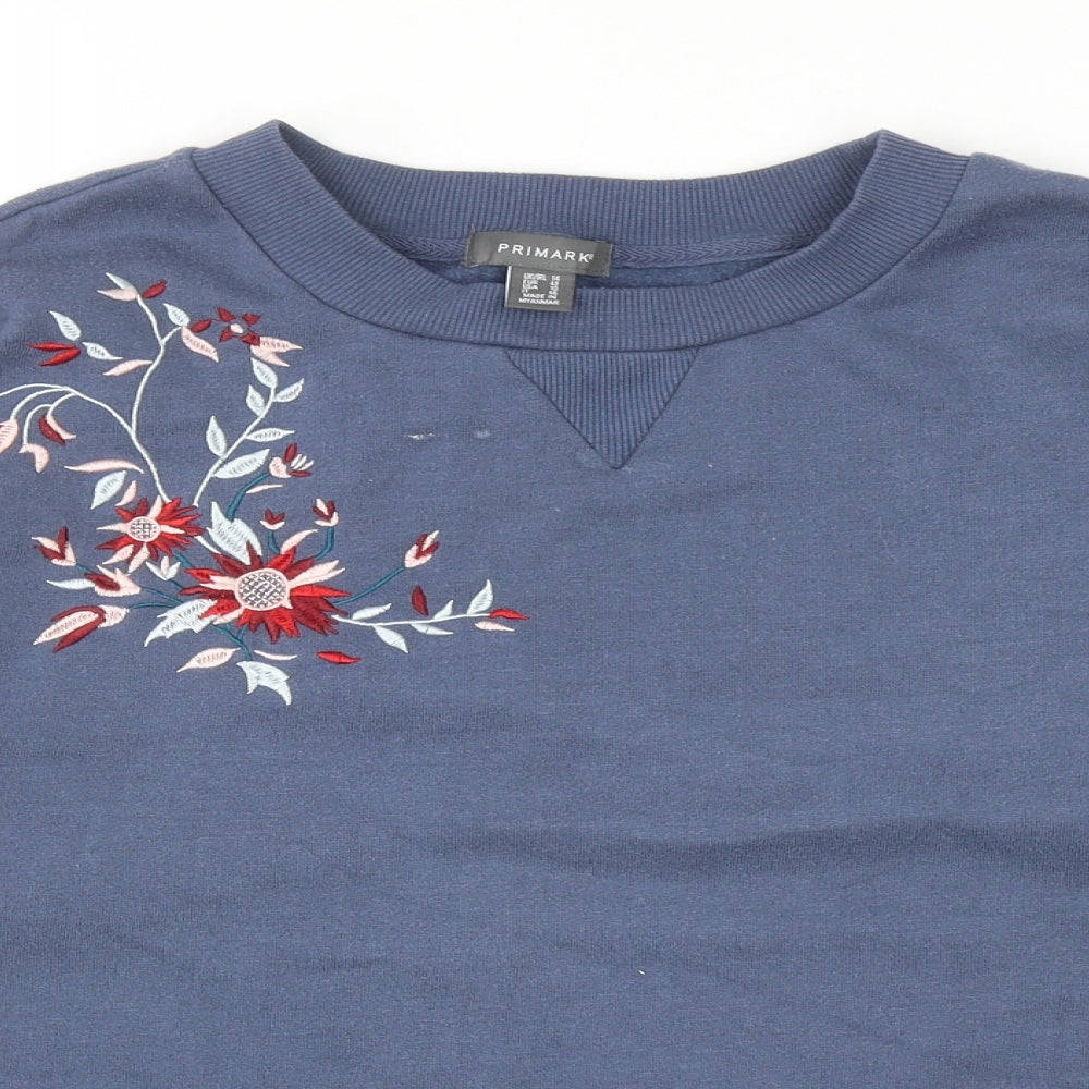 Primark Womens Blue Cotton Pullover Sweatshirt Size 14 Pullover