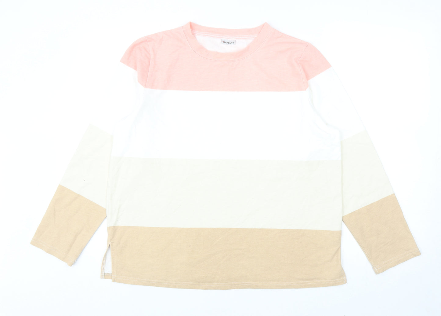 Damart Womens Multicoloured Colourblock Cotton Pullover Sweatshirt Size 14 Pullover