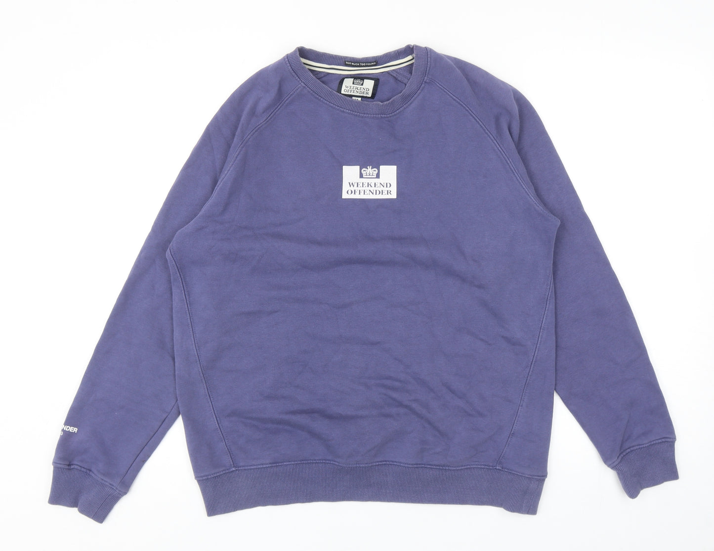 Weekend Offender Mens Blue Cotton Pullover Sweatshirt Size M