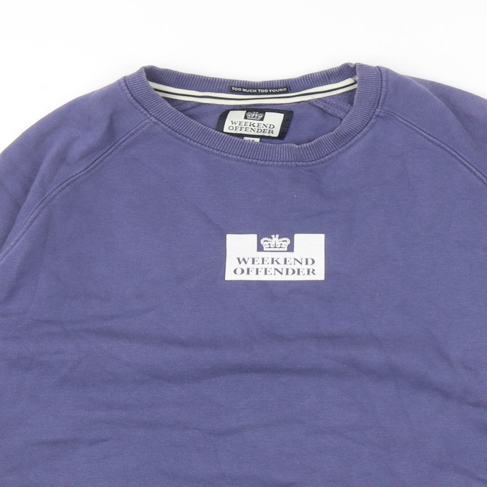 Weekend Offender Mens Blue Cotton Pullover Sweatshirt Size M