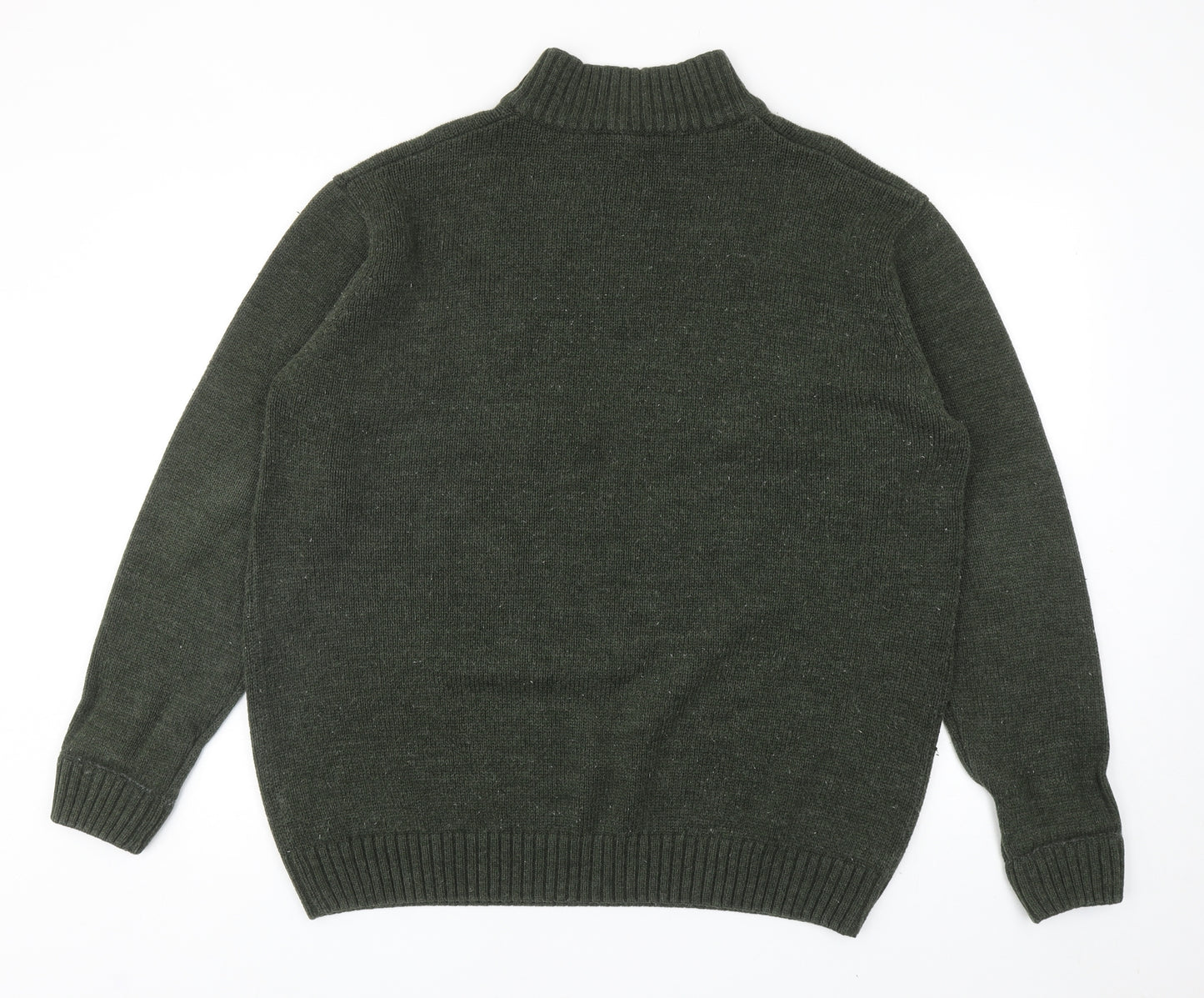 In Extenso Mens Green High Neck Acrylic Pullover Jumper Size XL