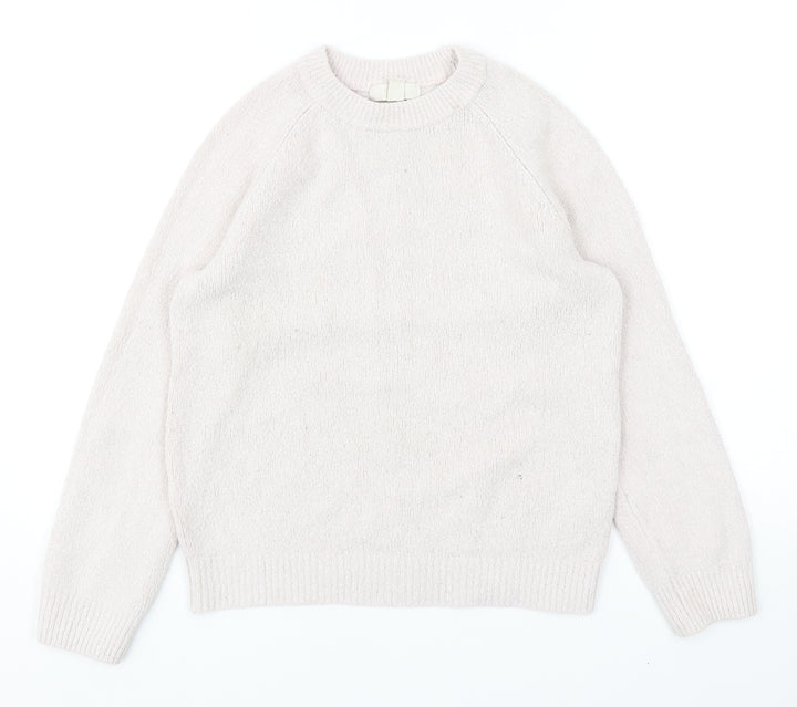 H&M Womens Pink Round Neck Cotton Pullover Jumper Size XS