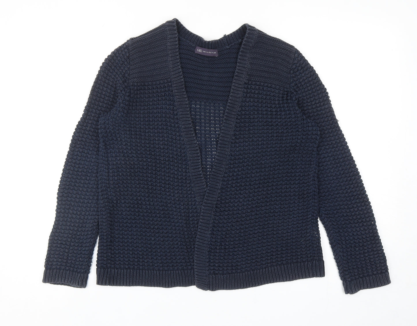 Marks and Spencer Womens Blue V-Neck Cotton Cardigan Jumper Size M
