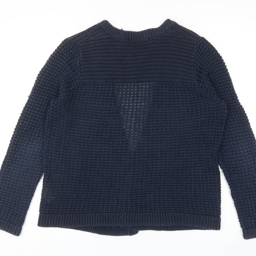 Marks and Spencer Womens Blue V-Neck Cotton Cardigan Jumper Size M