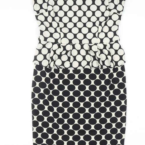 Dorothy Perkins Womens Black Geometric Polyester A-Line Size 12 Scoop Neck Pullover