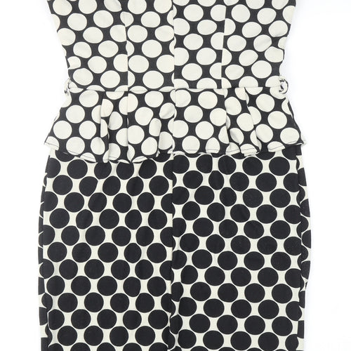 Dorothy Perkins Womens Black Geometric Polyester A-Line Size 12 Scoop Neck Pullover