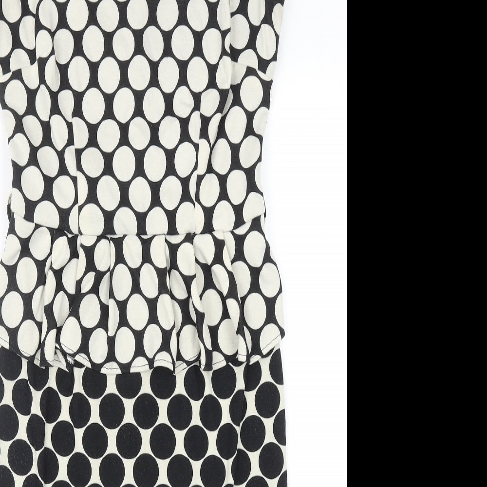Dorothy Perkins Womens Black Geometric Polyester A-Line Size 12 Scoop Neck Pullover