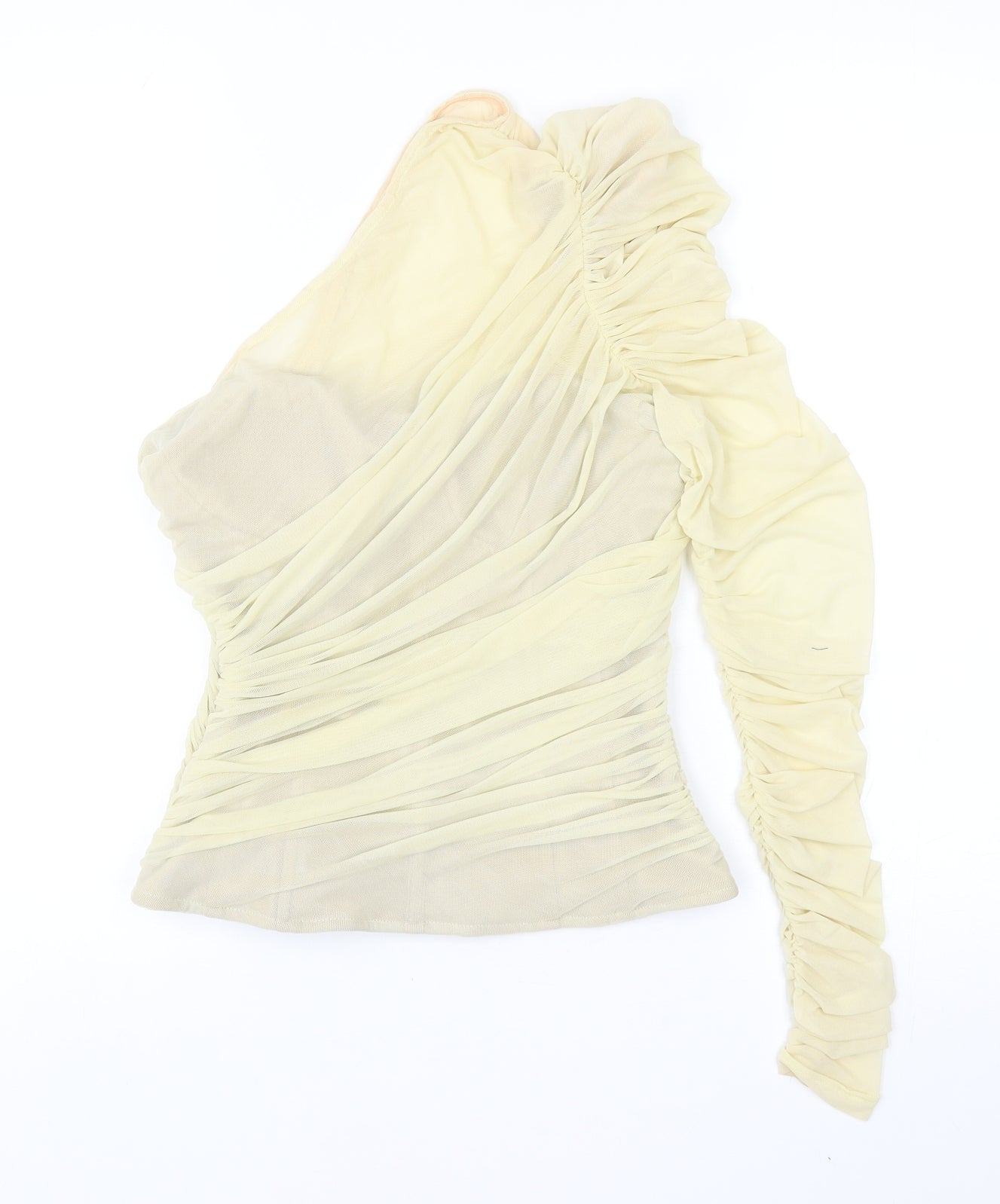 Missguided Womens Yellow Polyester Basic Blouse Size 10 One Shoulder