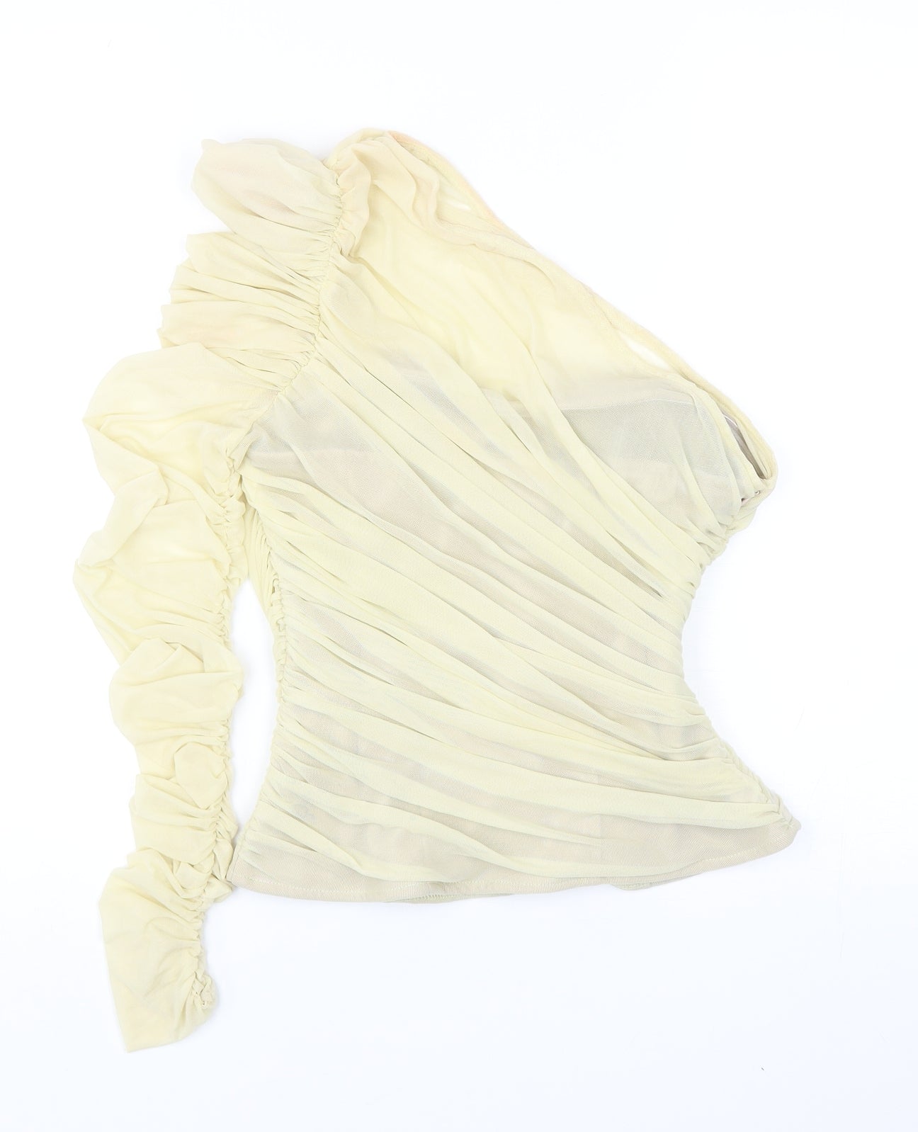 Missguided Womens Yellow Polyester Basic Blouse Size 10 One Shoulder