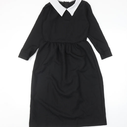 Henbrandt Girls Black Polyester A-Line Size 7-8 Years Collared Zip
