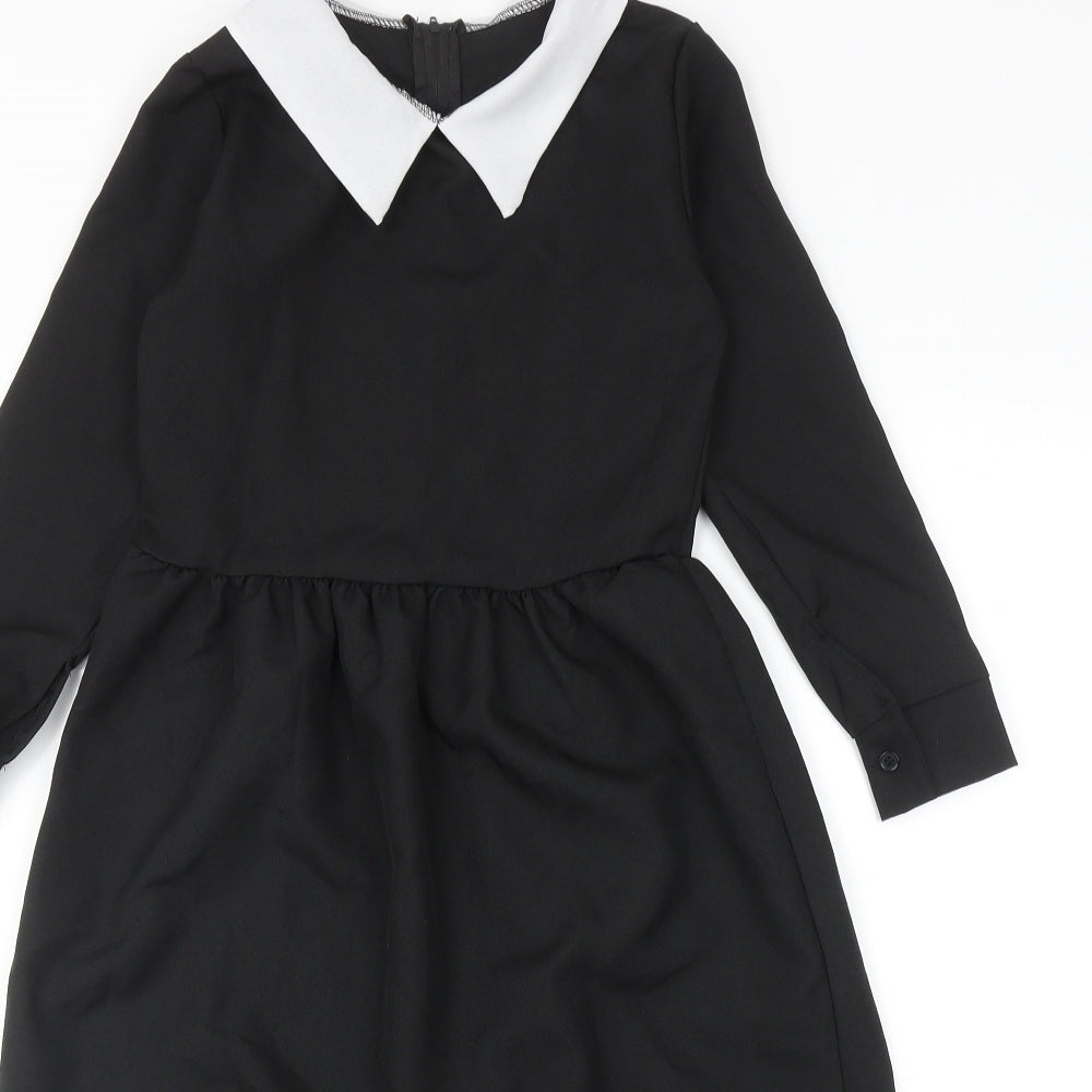 Henbrandt Girls Black Polyester A-Line Size 7-8 Years Collared Zip