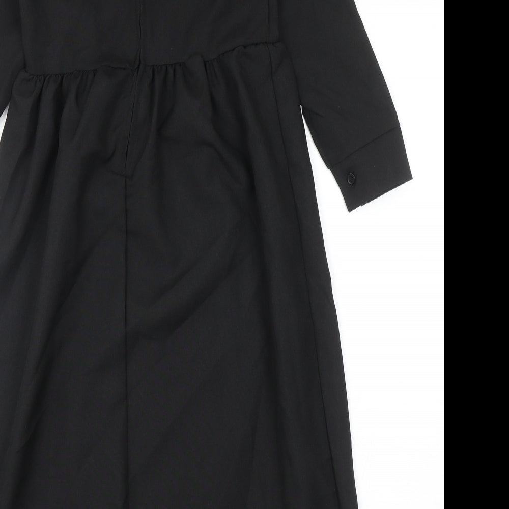 Henbrandt Girls Black Polyester A-Line Size 7-8 Years Collared Zip