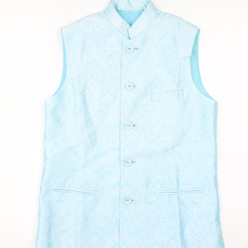 Abha Batra Mens Blue Polyester Jacket Suit Waistcoat Size L