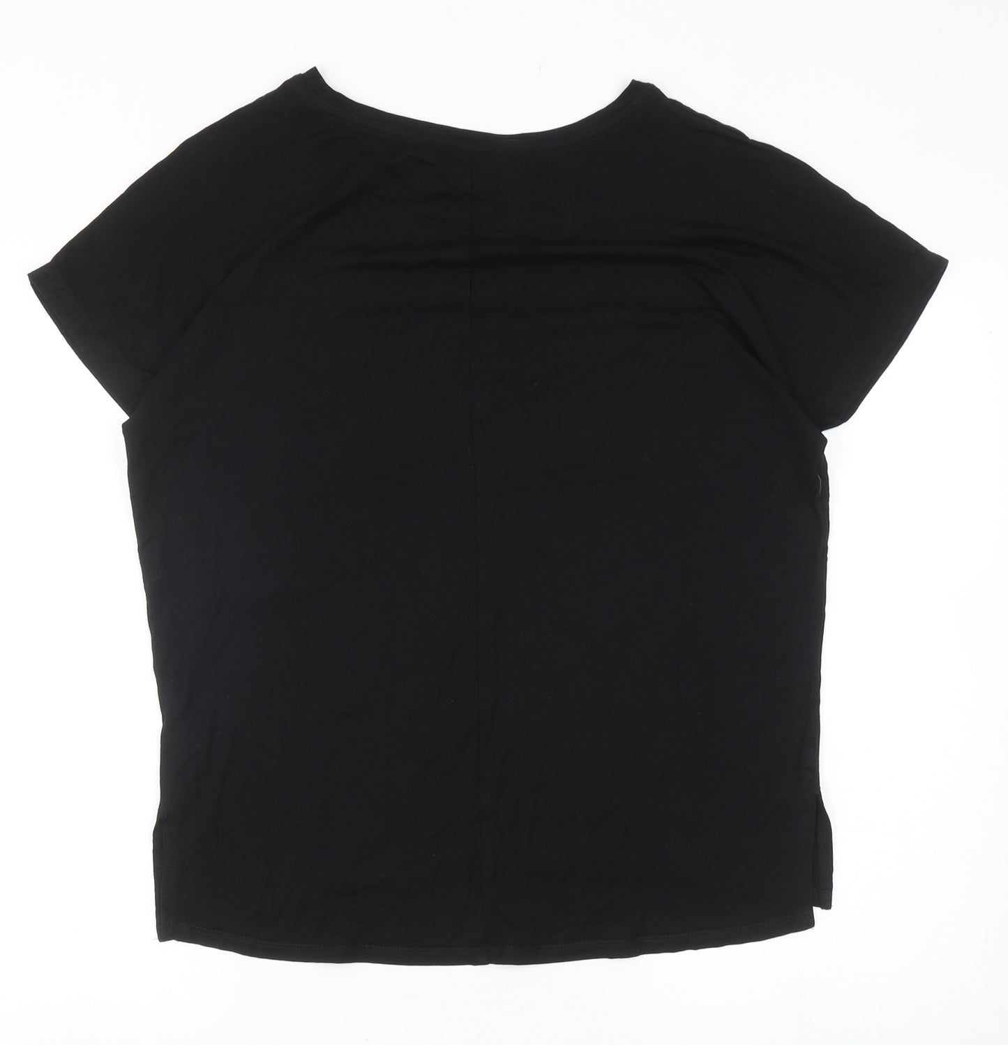 F&F Womens Black Viscose Basic T-Shirt Size M Round Neck - Star