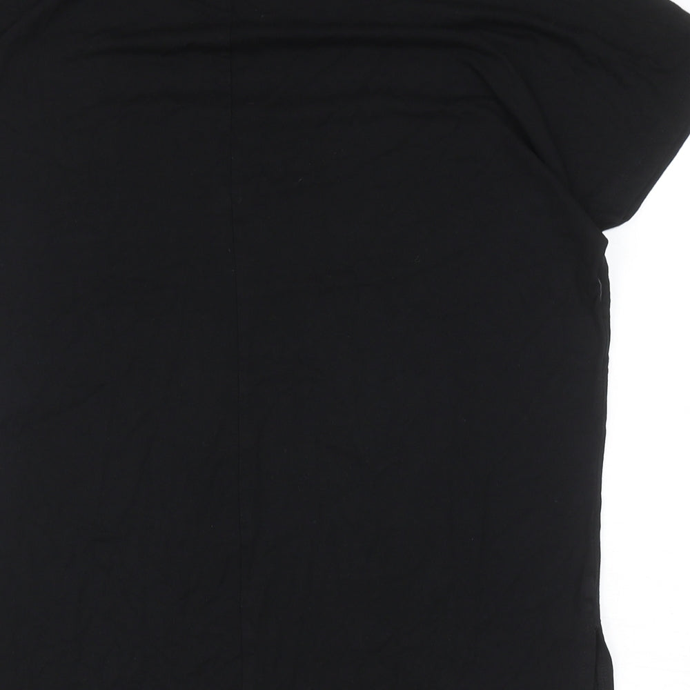 F&F Womens Black Viscose Basic T-Shirt Size M Round Neck - Star