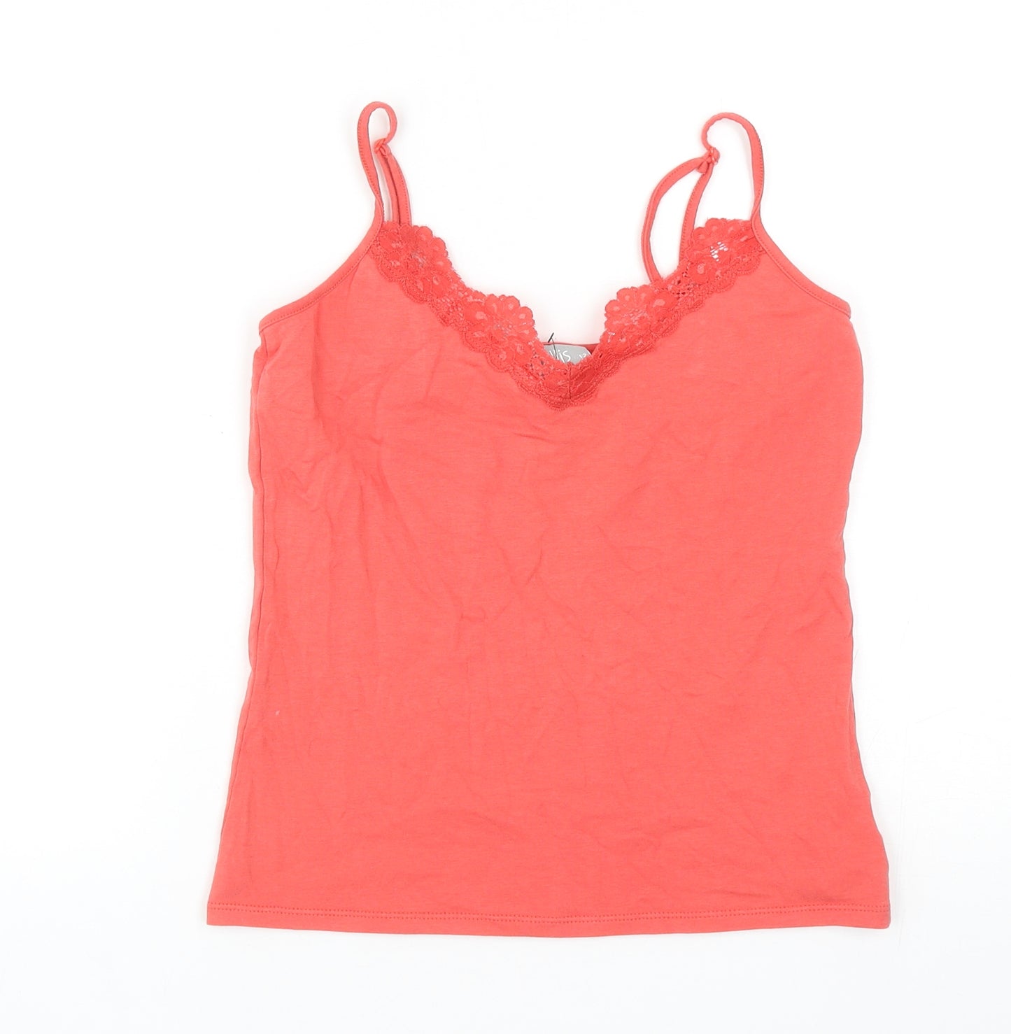 Wallis Womens Red Cotton Basic Tank Size 12 V-Neck