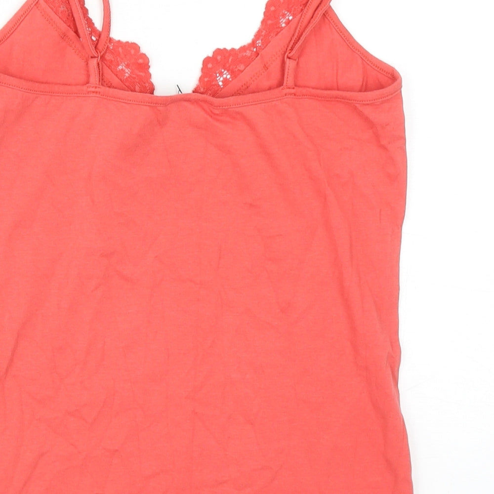Wallis Womens Red Cotton Basic Tank Size 12 V-Neck