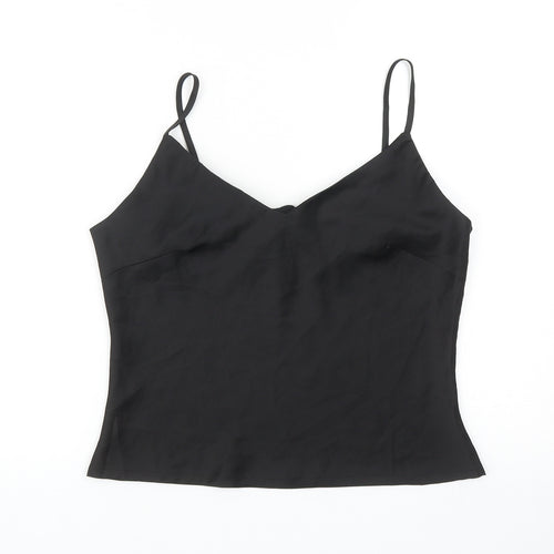 Fanco Womens Black Herringbone Polyester Basic Tank Size L V-Neck