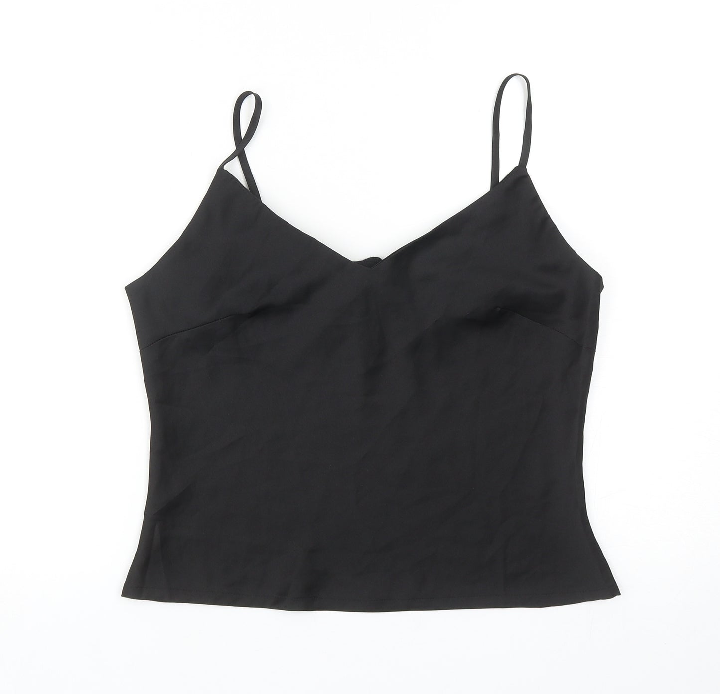 Fanco Womens Black Herringbone Polyester Basic Tank Size L V-Neck