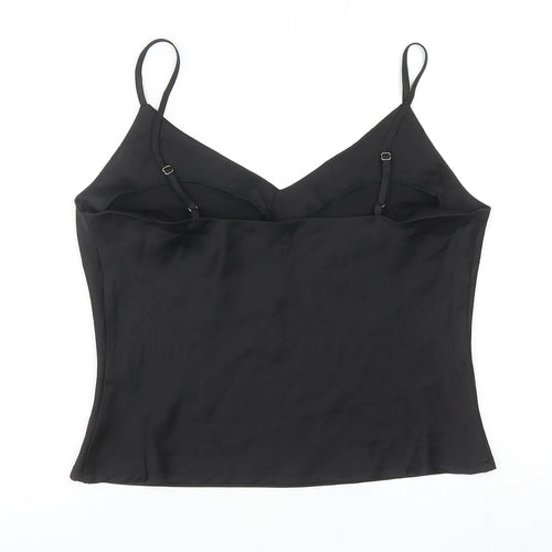 Fanco Womens Black Herringbone Polyester Basic Tank Size L V-Neck