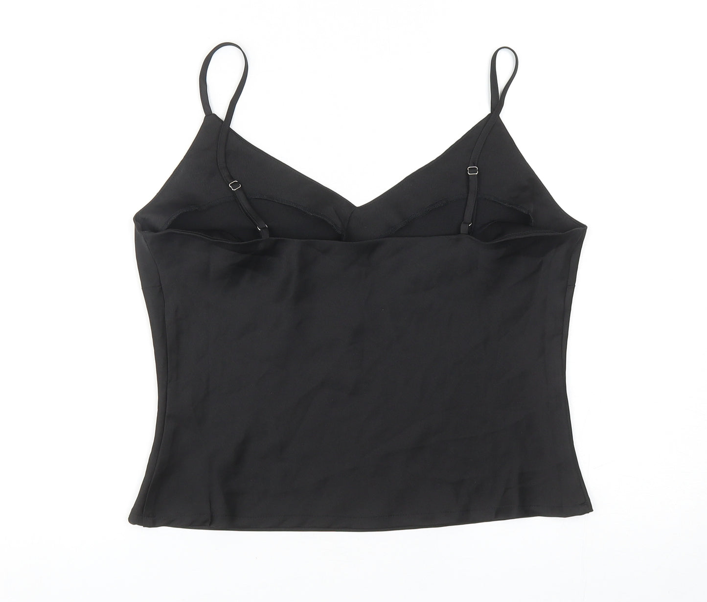 Fanco Womens Black Herringbone Polyester Basic Tank Size L V-Neck