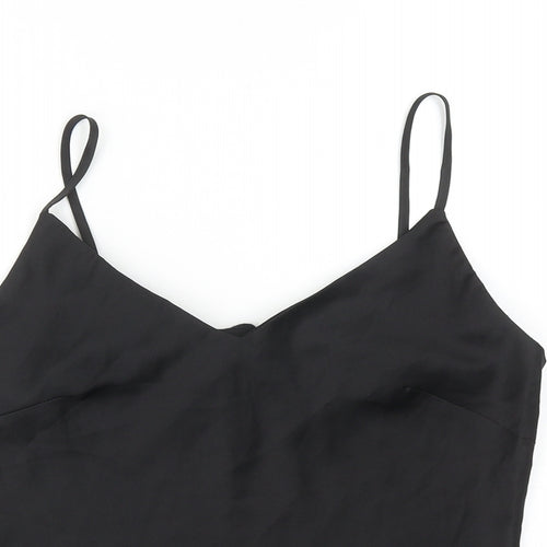 Fanco Womens Black Herringbone Polyester Basic Tank Size L V-Neck